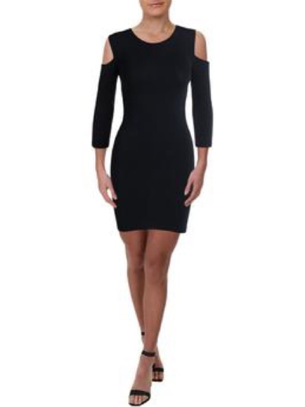 DKNY Black Cold-Shoulder Sheath Mini Dress